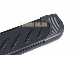 Пороги алюминиевые "Elite Black" 2000 черные Slitkoff для Volkswagen TERAMONT (2018-2025)