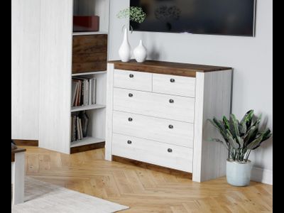 Даллас спальня Комод 5 ящиков Дуб Винтерберг / Таксония  ш*г*в 950 ? 400 ? 900 мм