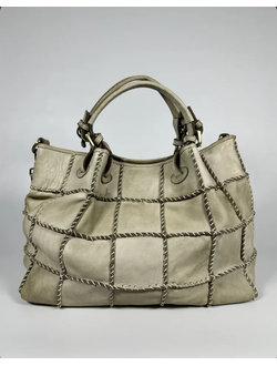 Женская сумка из натуральной винтажной кожи Vera Pelle цвет светло-бежевый арт.025890