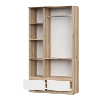 Брауни шкаф трехстворчатый (с ящиками) Дуб Делано/Белый