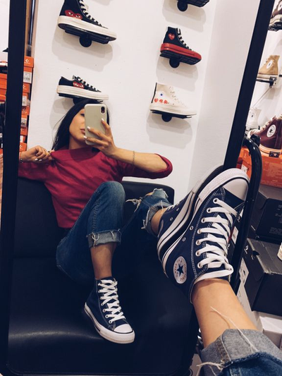 Кеды Converse синие высокие M9622 с чем носить фото