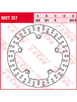 Тормозной диск передний TRW MST357 для мотоциклов BMW F800, R - R 850, R - RT 850/1150, S - R 1000, R - S 1100, K - R 1200/1300, K - GT 1200/1300/1600, K - GTL 1600, K - S 1200/1300