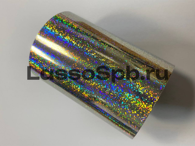 Трансферная поталь Серебро Голография Точки рулон 8,5 см * 100 м