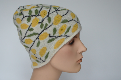 шапка с лимонами женская вязаная Италия Вицио