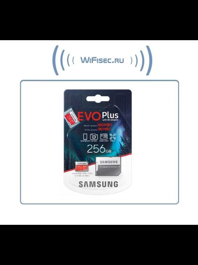 Карта памяти microSDXC UHS-I U3 Samsung EVO PLUS 256 ГБ, 100 МБ/с, Class 10, MB-MC256HA/RU, 1 шт., переходник SD