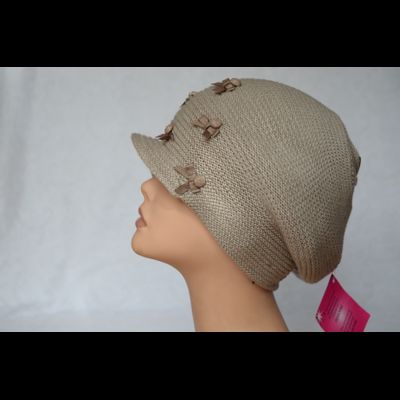 женская кепка Италия Vizio 4876 с бантиками бежевая