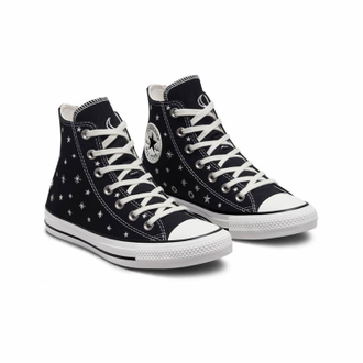 Кеды Converse All Star черные высокие со звездочками