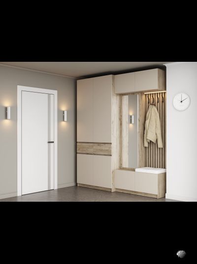 БОСТОН прихожая модульная 2м ЛДСП со шкафом  Дуб Крафт серый / Кашемир