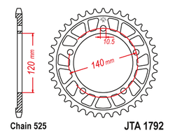 Звезда ведомая алюминиевая JT JTA1792.44 (JTA1792-44) (A1792-44) для Kawasaki // Suzuki // Triumph