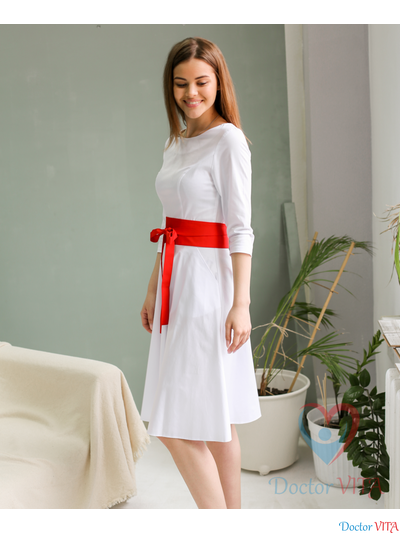 ПЛАТЬЕ DOCLIKE DL315 белое с поясом