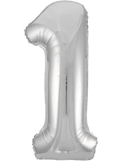 Шар цифра 1 серебристая