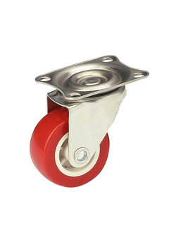 Колесная опора с поворотной площадкой d=38 (красный)