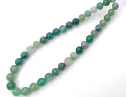 Агат тонированный глазковый  на нити  10мм светло зеленый