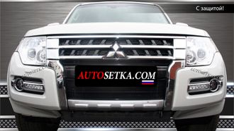 Premium защита радиатора для Mitsubishi Pajero IV (2015-2018) из 2-х частей