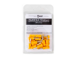 Наконечник кабельный штыревой круглый изолированный НШКИ 6.0-13 (20 шт) с ПВХ изоляцией в мини-упаковке