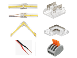 Коннекторы для светодиодных лент,  клеммы, провода.