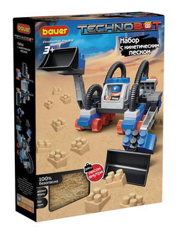 Детский развивающий конструктор Bauer Набор с кинетическим песком, роботом и пилотом в коробке "Technobot" 3+