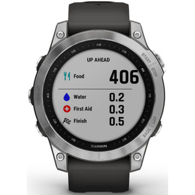 Умные часы Garmin Fenix 7 серебристый с графитовым силиконовым ремешком