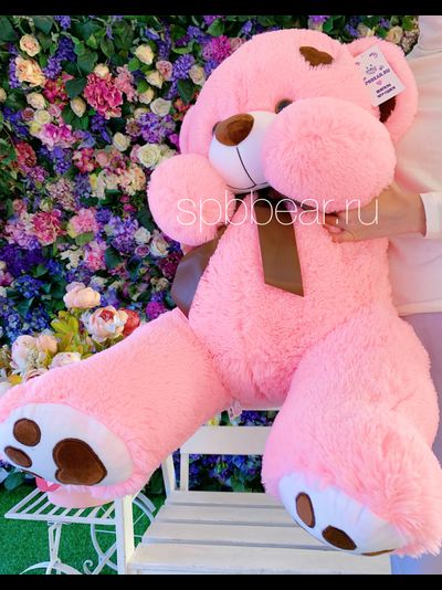 Плюшевый медведь 110 см розовый Тони