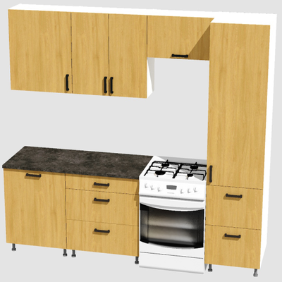 Кухня Эконом 1,8 метра с колонкой (1300х500) Цвет: Дуб Сонома/Дуб Сонома