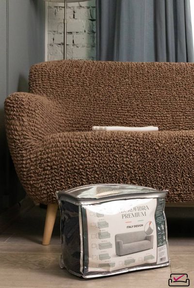 Чехол на 3х местный диван Микрофибра Капучино. Защита мягкой мебели от животных.