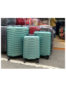Комплект из 3х чемоданов Корона Самсон abs S,M,L бирюзовый