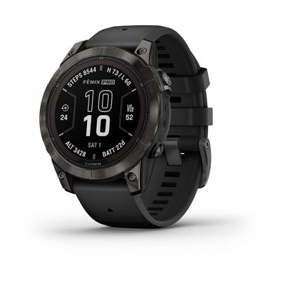 Умные часы Garmin Fenix 7 Pro Sapphire Solar титановый серый DLC с черным ремешком