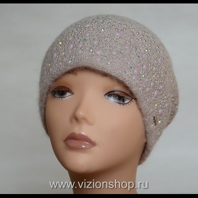 Вязаная шапка женская осень - зима 2018 - 2019 Vizio Италия 6110 розовая