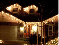 Бахрома 3м уличная мерцающая IP 65 80л зеленый провод тепло-белая