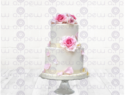 Торт № 9 "Пастельный с розами" (Свадебные)