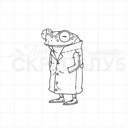 Штамп лягушка в плаще