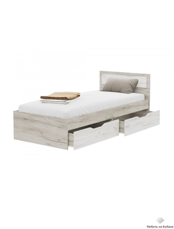 Гармония КР 607 (800мм) Кровать с ящиками Крафт белый/Крафт серый (с настилом)