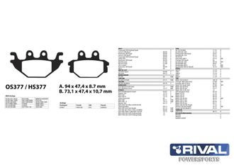 Тормозные колодки Rival HS377 (FA377) для STELS ATV 600 GT, 700D, 700GT, 800D, 800GT передние (2011-2014)