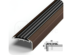 Порог противоскользящий Лука ПУ 71.2700.03 Шоколад с черной ПВХ вставкой