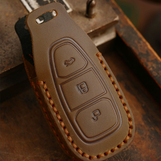 Коричневый чехол для смарт ключа Ford focus 3, Mondeo 4, Kuga (кожа)
