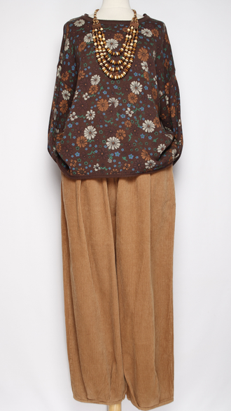 Брюки Бохо вельветовые "Бананы крупный вельвет" мокко р.50-54