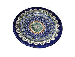 Тарелка синяя Риштан 17 см. плоская