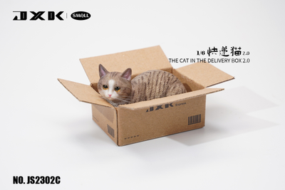 Котик в коробке (серый) - Коллекционная ФИГУРКА 1/6 scale The Cat In The Delivery Box 2.0 (JS2302C) - JXK