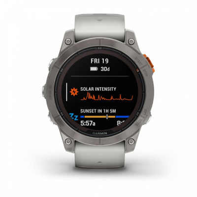 Умные часы Garmin Fenix 7 Pro Sapphire Solar титановый серый с серо-оранжевым ремешком 010-02777-20