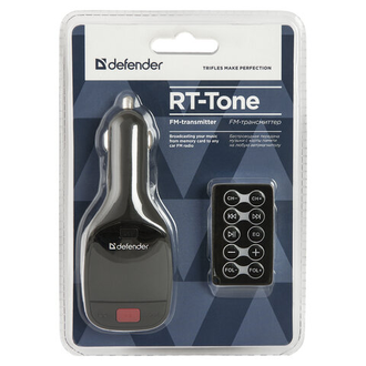 FM-трансмиттер DEFENDER RT-Tone, USB 2.0, SD, Micro SD, черный, 68007