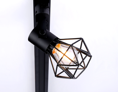 Трековый однофазный светильник со сменной лампой GL 5002 BK черный E27 max 40W D92*163