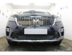 Защита радиатора Kia Sorento Prime 2017- black с датчиком ACC