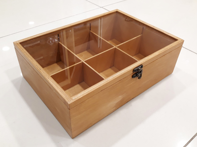 Коробка 6 ячеек, для коллекции камней и минералов, цвет "Клен", крышка со стеклом (32*23*10 см, 1300 г) №26677