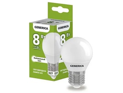 Лампа светодиодная шар E27 8Вт 230В холодный свет Generica