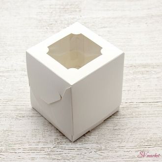 Коробка  Белая  1 капкейк  с окном  10*10*10см