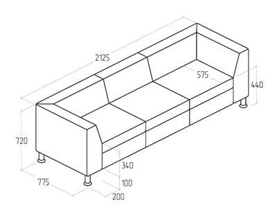 Диван Everprof Monro трехместный Экокожа Черный