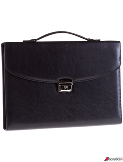 Портфель OfficeSpace "Planeta" кожзам, черный, 3 отделения, метал. замок. ПаКЗ_585