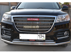 Защита переднего бампера двойная d53/42 для Haval H6 (2017-)