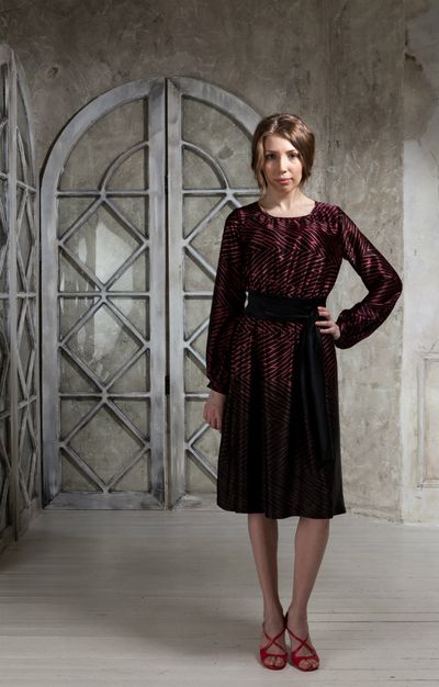 шелковое платье миди с длинным рукавом купить, платье итальянский шелк, платье натуральный шелк