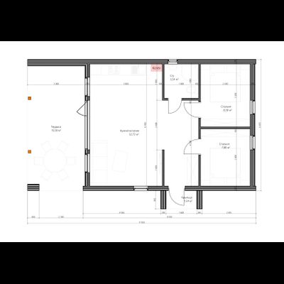 Одноэтажный каркасный дом с двумя спальнями (SK91)